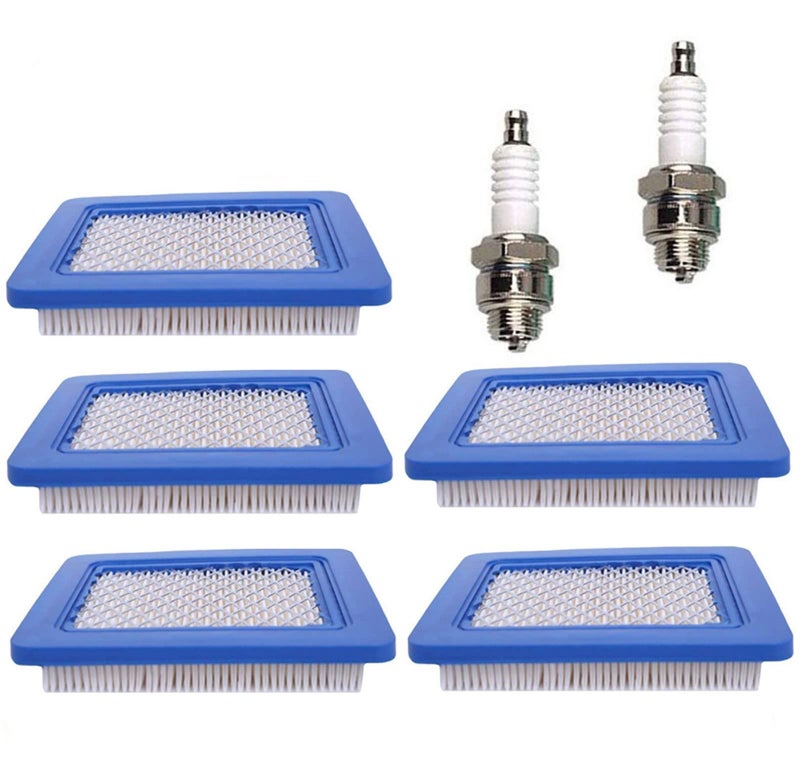 KAKO 491588s Air Filter for Briggs and Stratton Air Filter(5 Pcs) Compatible with Briggs and Stratton 491588, Toro 20332, Craftsman 3364 Lawn Mower Air Filter with 2 Pcs 5062K Spark Plug - Image 1